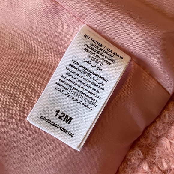 Habitual Kid Pink Boucle Baby Girl Jacket Pea Coat Size 12 Months Used - Picture 2 of 7